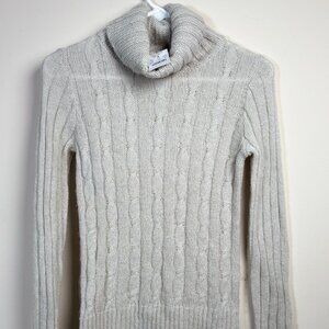NWT J. Crew Factory Cable Knit Turtleneck Sweater Gray Wool Mohair Mix Size XS
